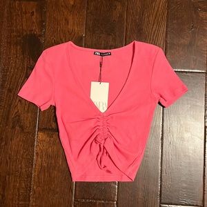 Zara pink ruched top NWT